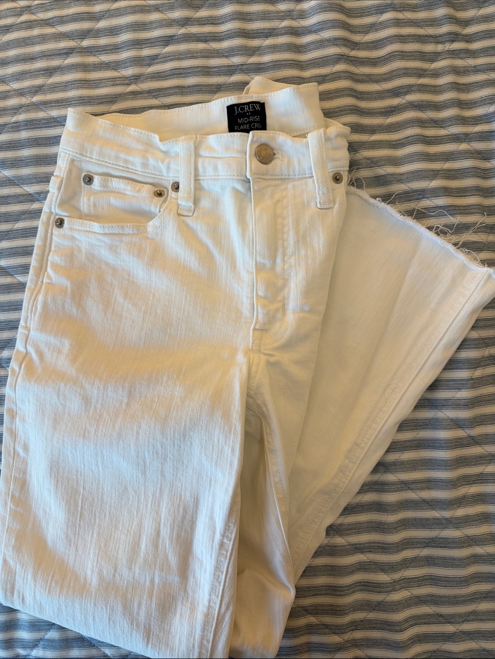 J. Crew White Mid Rise Flare Crop Jeans - Picture 2 of 4